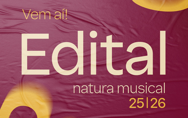 Arte colorida de Edital Natura Musical 2026 - Divulgação