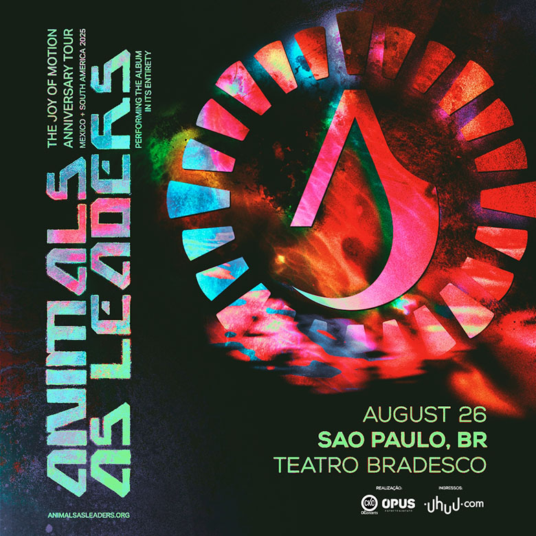 Fotografia colorida de Animals as Leaders - Divulgação Teatro Bradesco