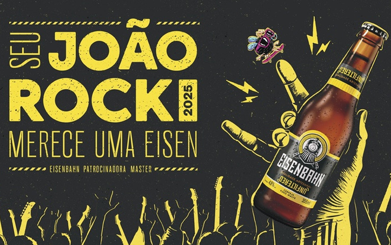 Arte colorida promocional de Eisenbahn - João Rock 2025