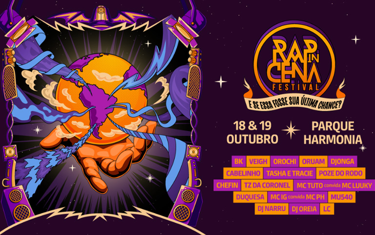 Arte colorida de Rap In Cena 2025 - divulgação