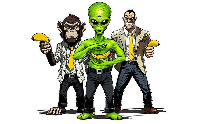 Arte colorida de Banana Gun - Divulgação La Iglesia