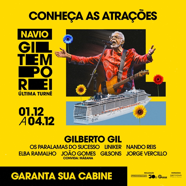 Arte colorida de Navio Tempo Rei de Gilberto Gil - Divulgação