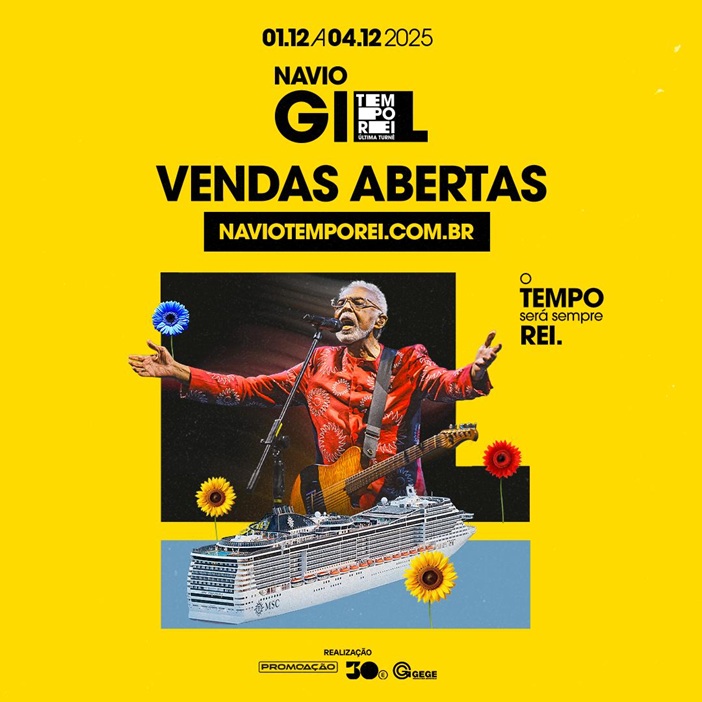 Arte colorida de Navio Tempo Rei de Gilberto Gil - Divulgação