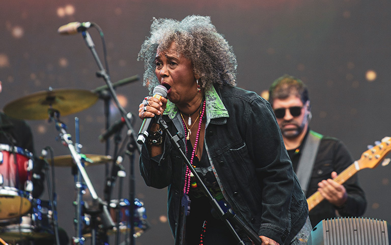 Fotografia colorida de Sandra Sá no Festival Chic Show 50 anos de Black Music no Allianz Parque - Julho 2024 - por Diogo França - @difgomez