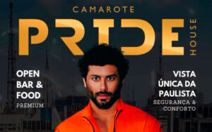 Arte colorida de Camarote Pride House 2025 - Parada do Orgulho LGBT+