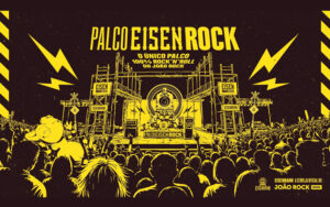 Arte colorida promocional de Eisenbahn - João Rock 2025 - Palco Eisen Rock