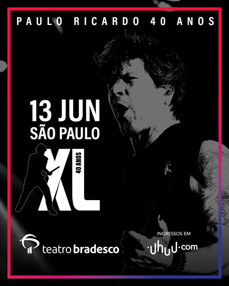 Arte colorida de Paulo Ricardo 40 anos - Tour XL no Teatro Bradesco - divulgação