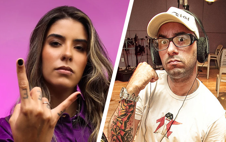 Fotografia colorida de Lana Rox (divulgação) e André Ruas por Bruno Rebelo